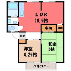 宝積寺駅 徒歩27分 1階の物件間取画像